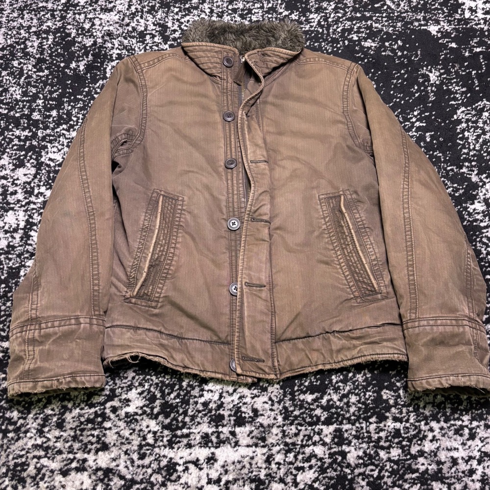 Abercrombie & Fitch Adirondack Jacket Mens M Brown Faux Fur Lined Vintage Y2K